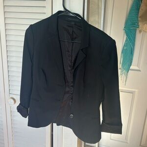 Black Women's Blazer - Classic Single-Button Jacket
